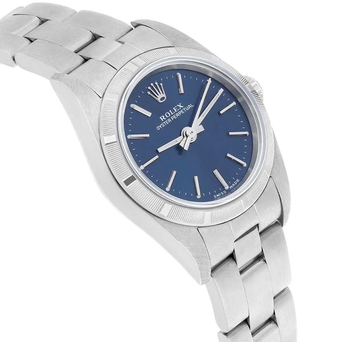 Rolex Ladies Oyster Perpetual Stainless Steel Automatic Watch Blue Dial 76030 Circa 2002 – image 5