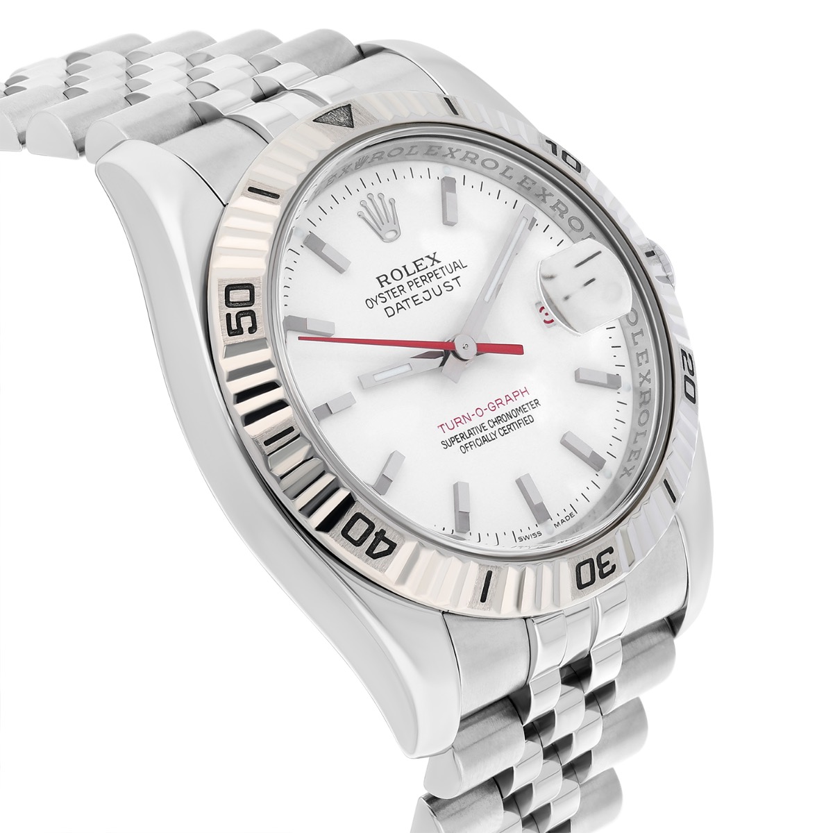 Rolex Datejust Turn-0-Graph 116264 36mm White Gold with White Dial Watch