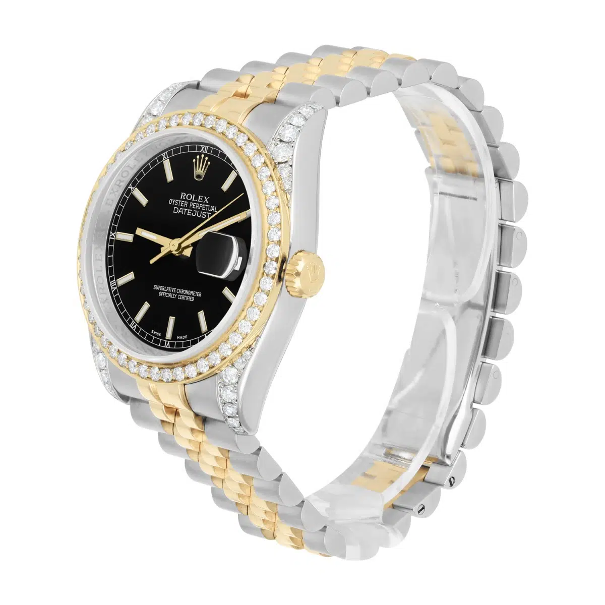 Rolex Datejust 36 Gold/Steel 116233 Black Index Dial Jubilee Band Diamond Watch – image 3