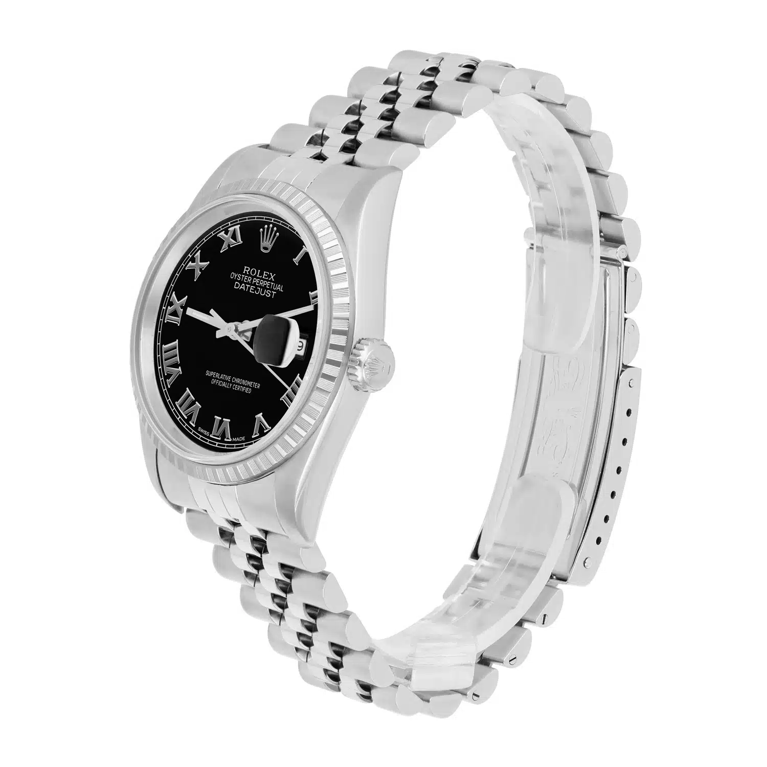Rolex Datejust 36mm Stainless Steel Watch Black Roman Dial 16220 – image 4