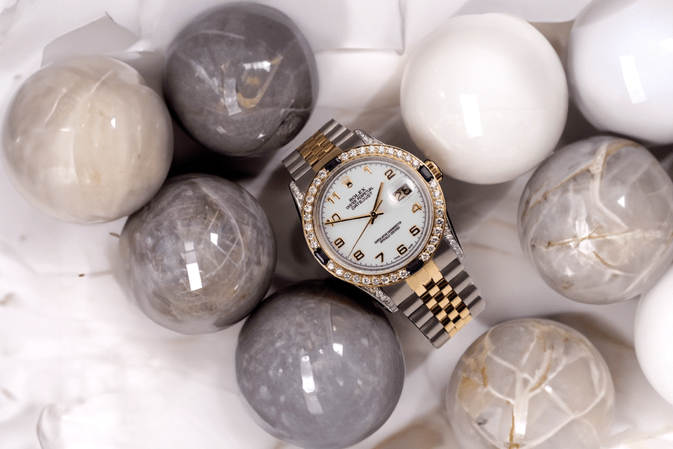 Rolex Datejust 36 White Dial with Arabic Numerals Sapphire & Diamond Bezel 16013