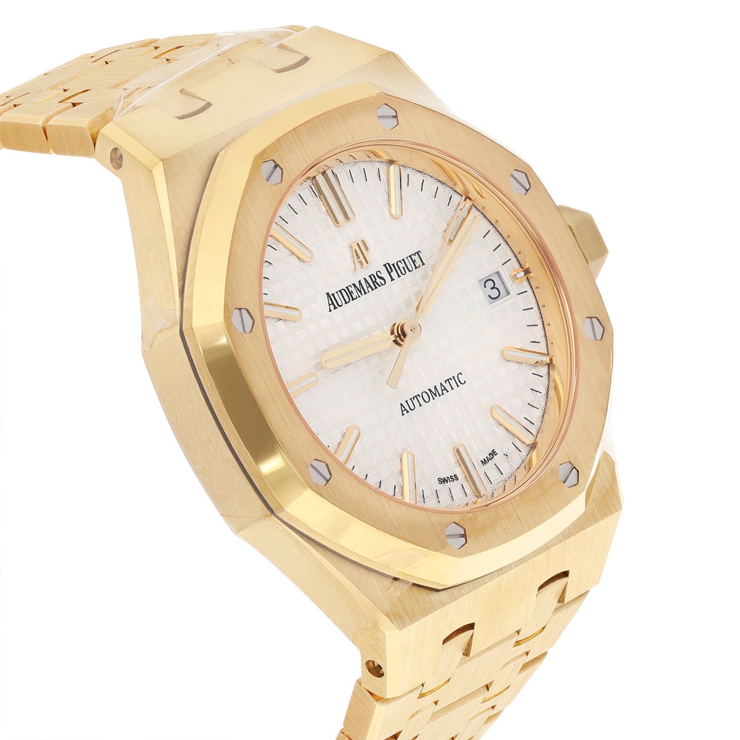 Audemars Piguet Royal Oak Selfwinding 15450BA.OO.1256BA.01 37MM White Index Dial Yellow Gold Watch UNWORN
