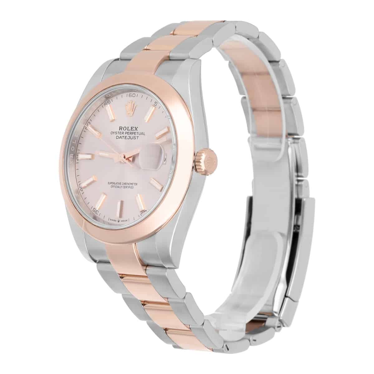Rolex Datejust 41mm Steel/Everose Gold Mens Watch 126301-0009 Sundust Index Oyster