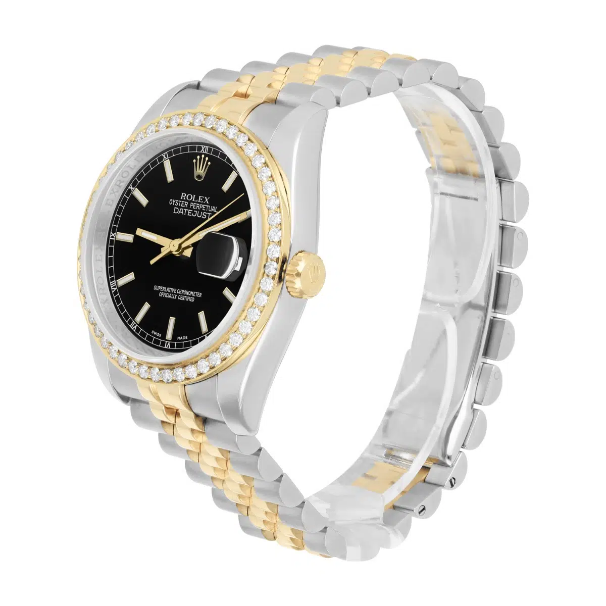 Rolex Datejust 36 2 Tone 116233 Diamond Bezel Black Index Dial Jubilee Band – image 3