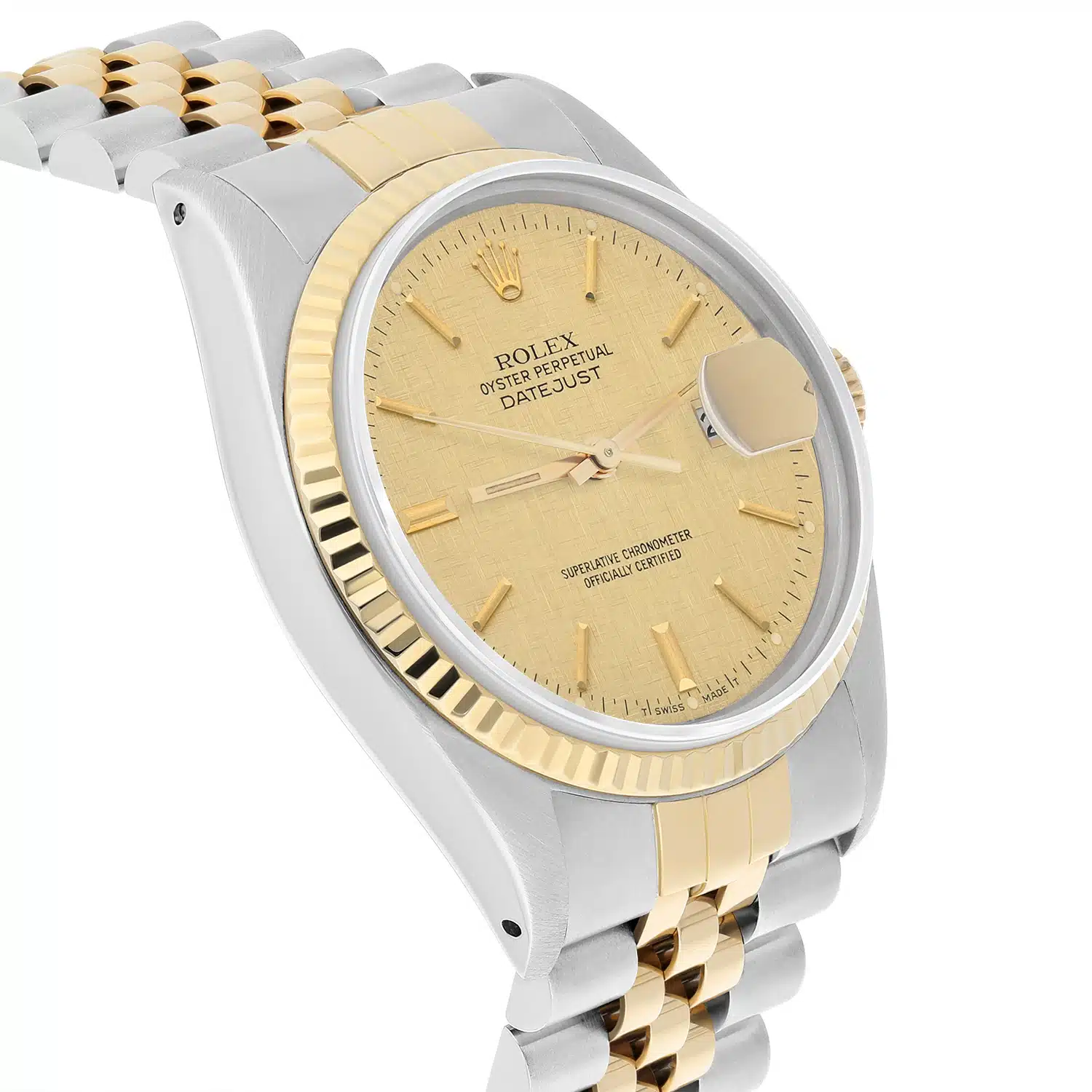 Rolex Datejust 36mm 16013 Two Tone Champagne Linen Dial Jubilee Circa 1981 – image 4