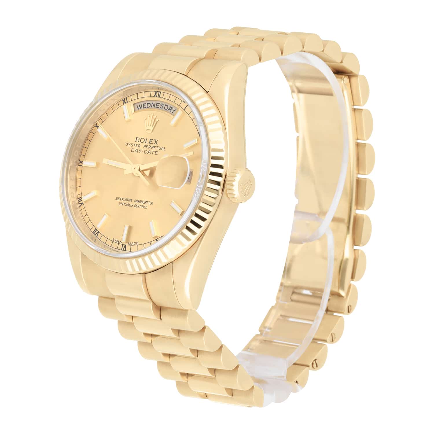 Rolex 18K Yellow Gold 36mm Day-Date President 118238-0103 Engraved Mint Condition