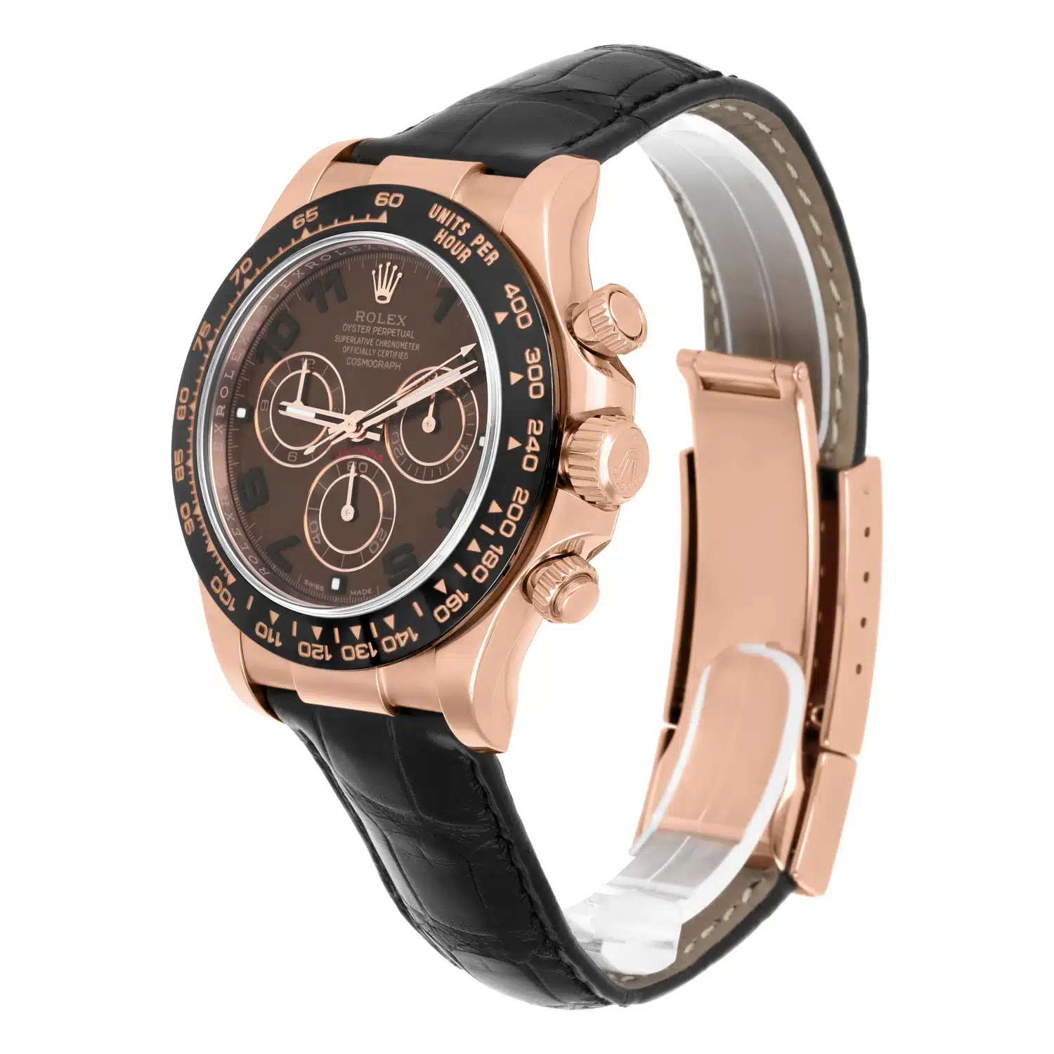 Rolex Daytona 116515 40mm Gold Chocolate Arabic Dial Leather Band 18k RoseWatch – image 3