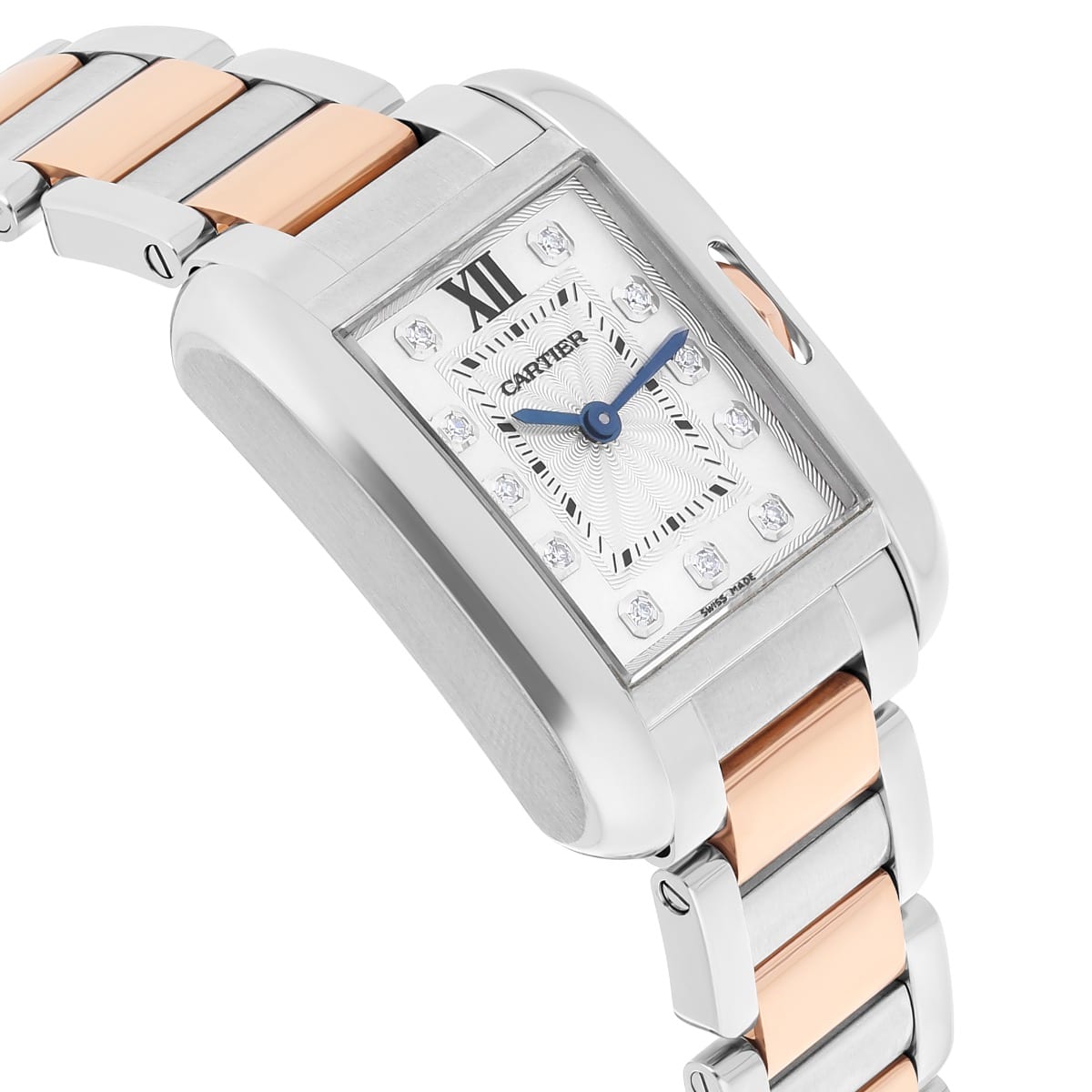 Cartier Tank Anglaise Small Steel/Rose Gold Watch Diamond Dial Ladies WT100024