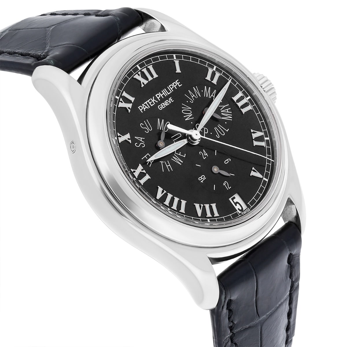 Patek Philippe Complications Annual Calendar White Gold Watch with Leather Band 5035G-010
