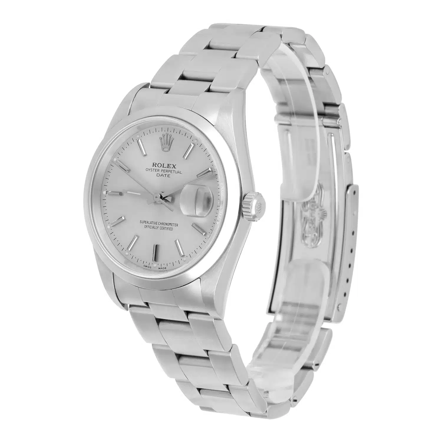 Rolex Date 34mm Stainless Steel Watch Oyster Band Silver Dial Circa 15200 - 1997 – image 4