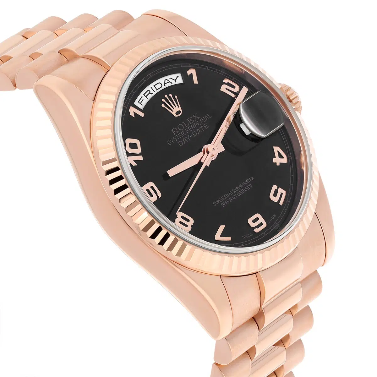 Rolex Day-Date 36mm 118235-0018 Rose Gold Watch with Presidential Band Black Dial – image 5