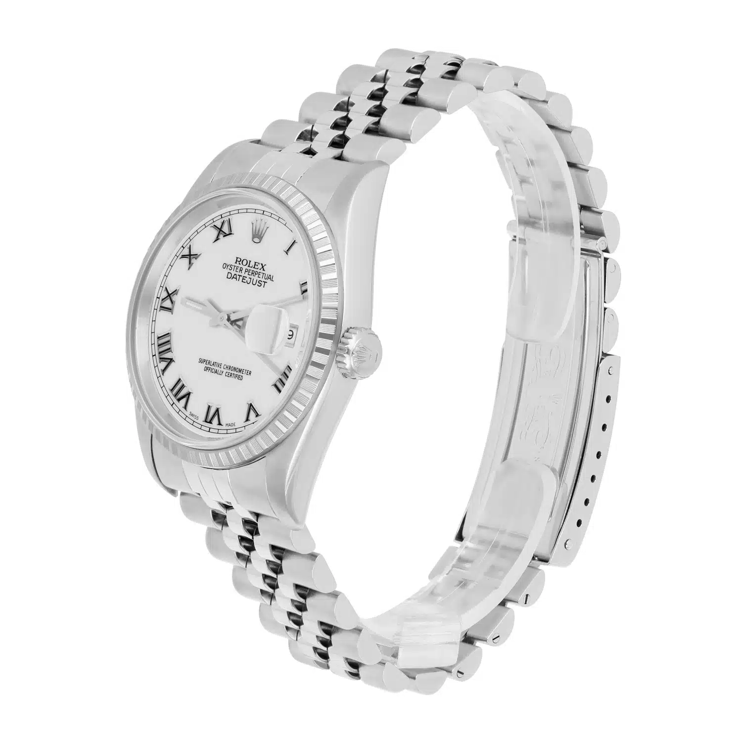 Rolex Datejust 36mm Stainless Steel Watch White Roman Dial 16220 Circa 2000 – image 3