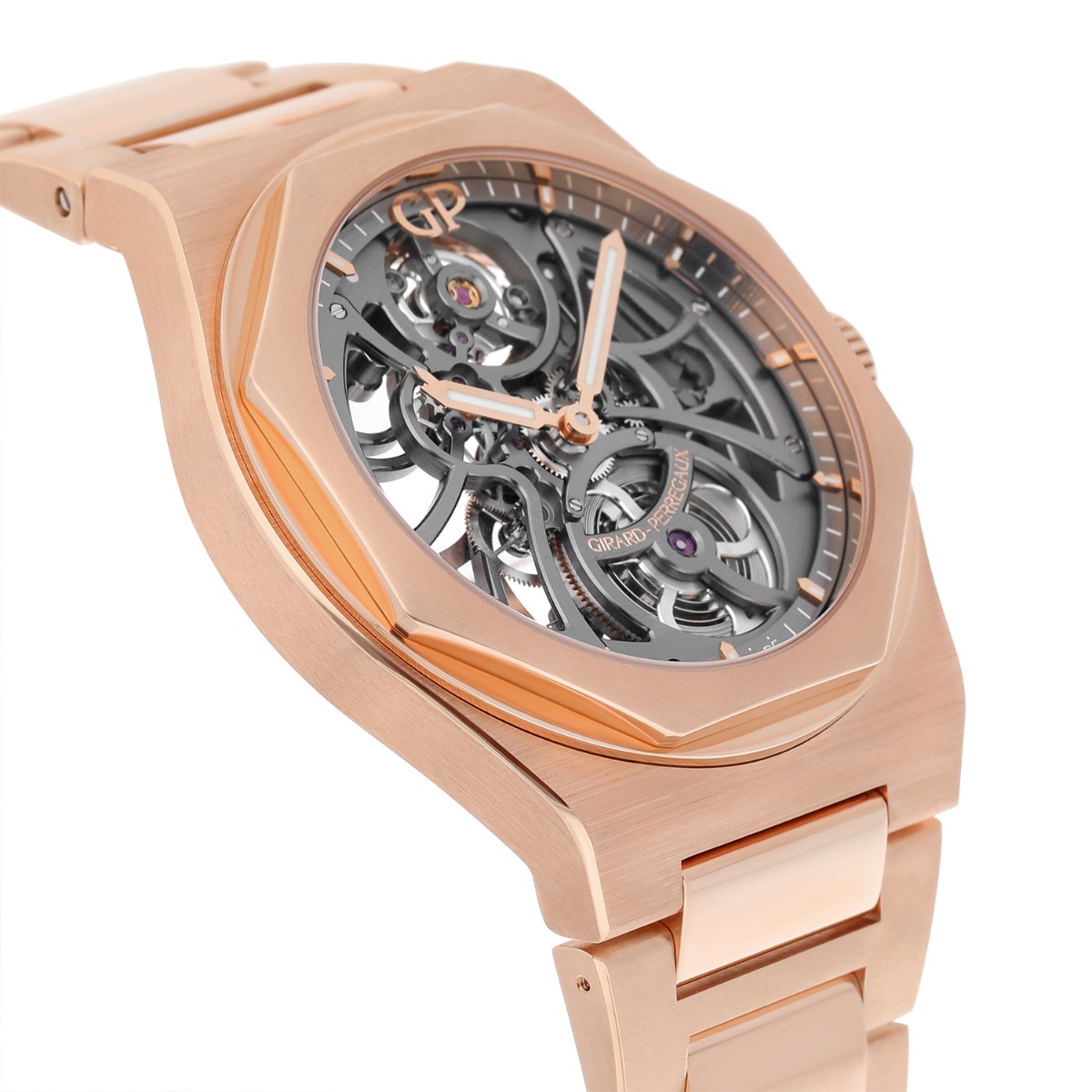 Girard Perregaux Laureato Skeleton Openworked Rose Gold Bracelet 81015 Watch B/P
