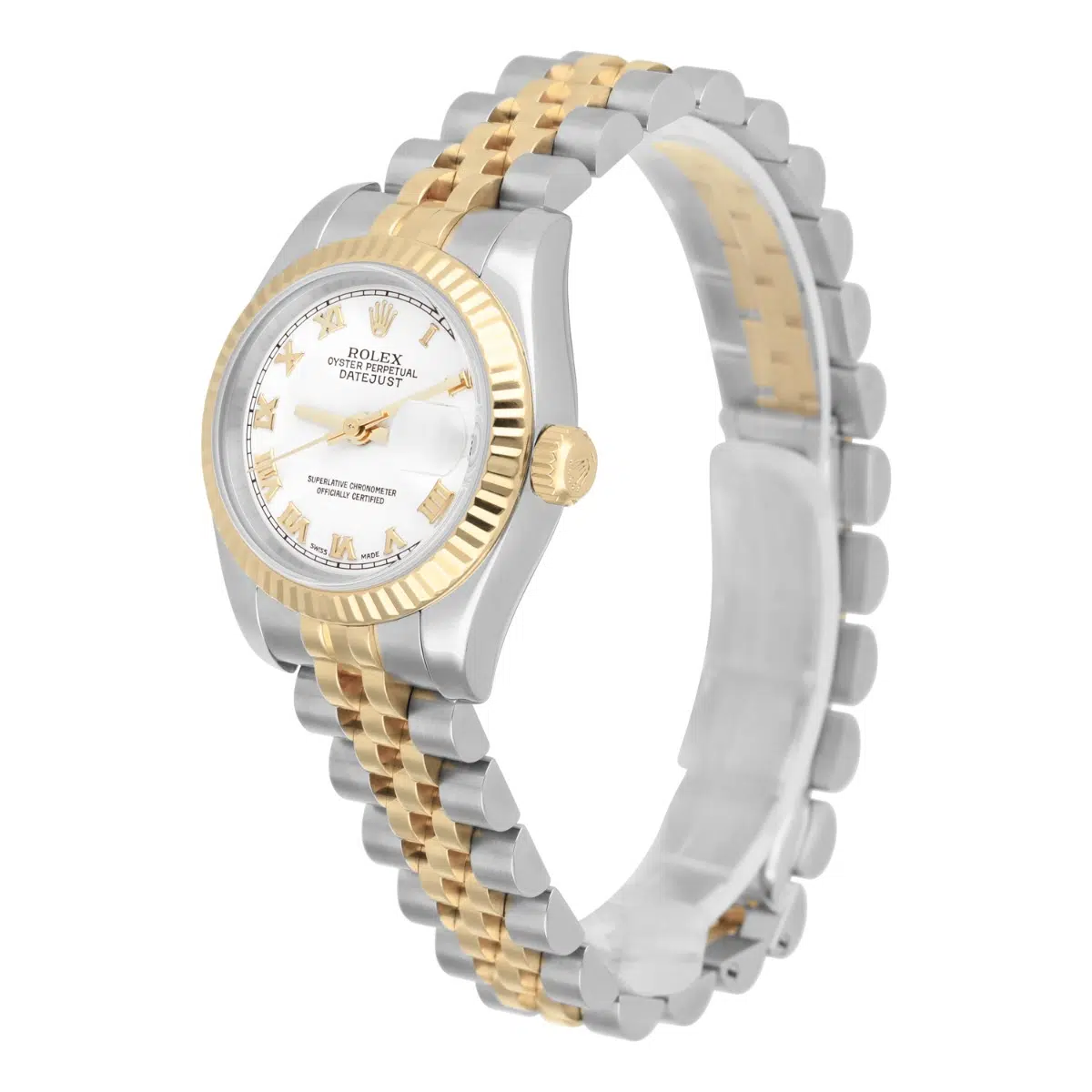 Rolex Datejust 26mm 179173 Two Tone Ladies Watch White Roman Dial Jubilee Band – image 4