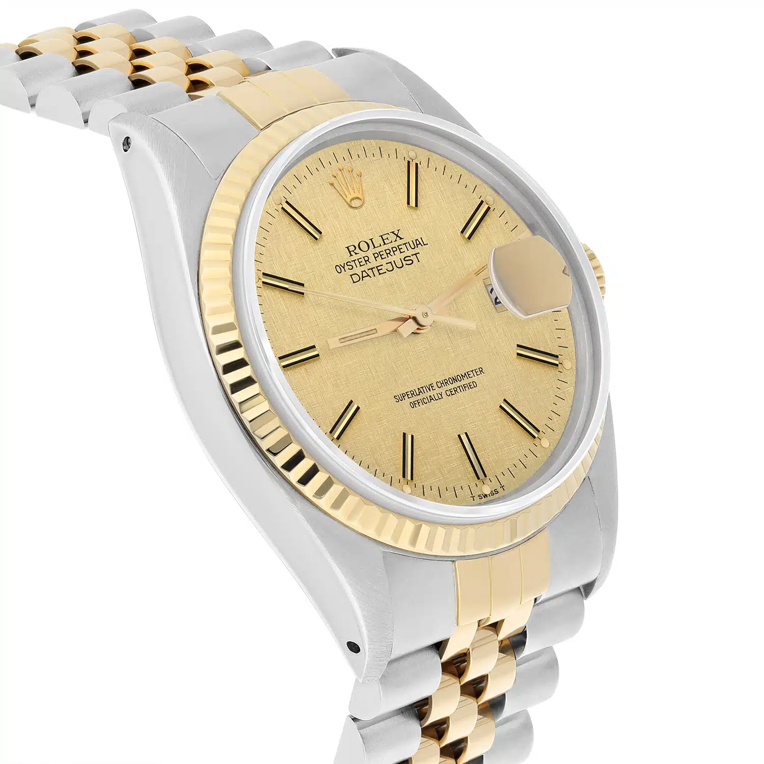 Rolex Datejust 36mm 16013 Two Tone Champagne Linen Dial Jubilee Circa 1986 – image 6