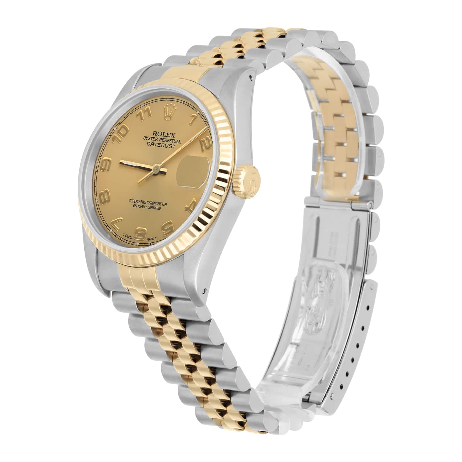 Rolex Datejust 36mm Two Tone Champagne Arabic Dial Jubilee 16233 Circa 1994