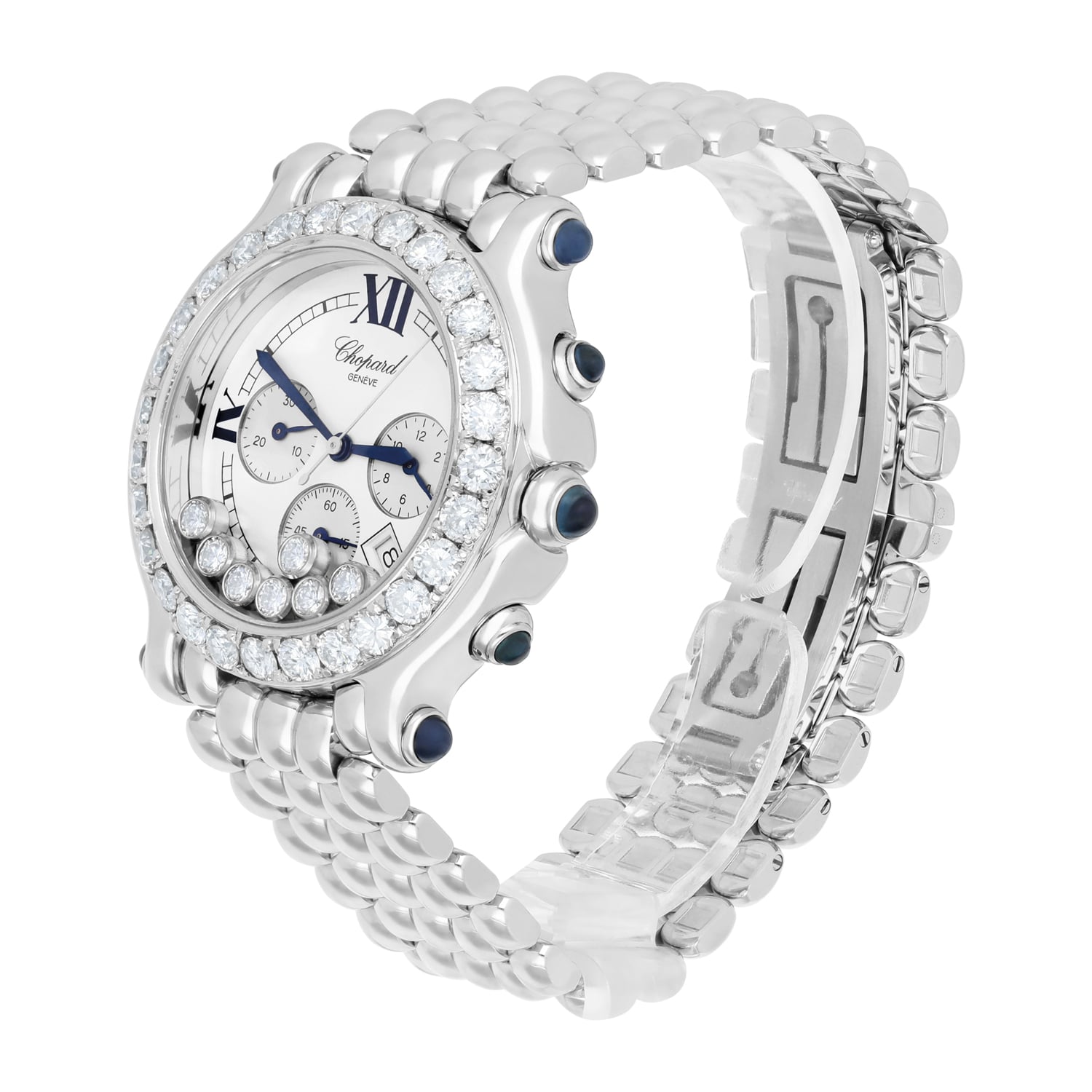 Chopard Happy Sport Chronograph Steel Ladies Watch with Diamonds 38mm 28/8267-23