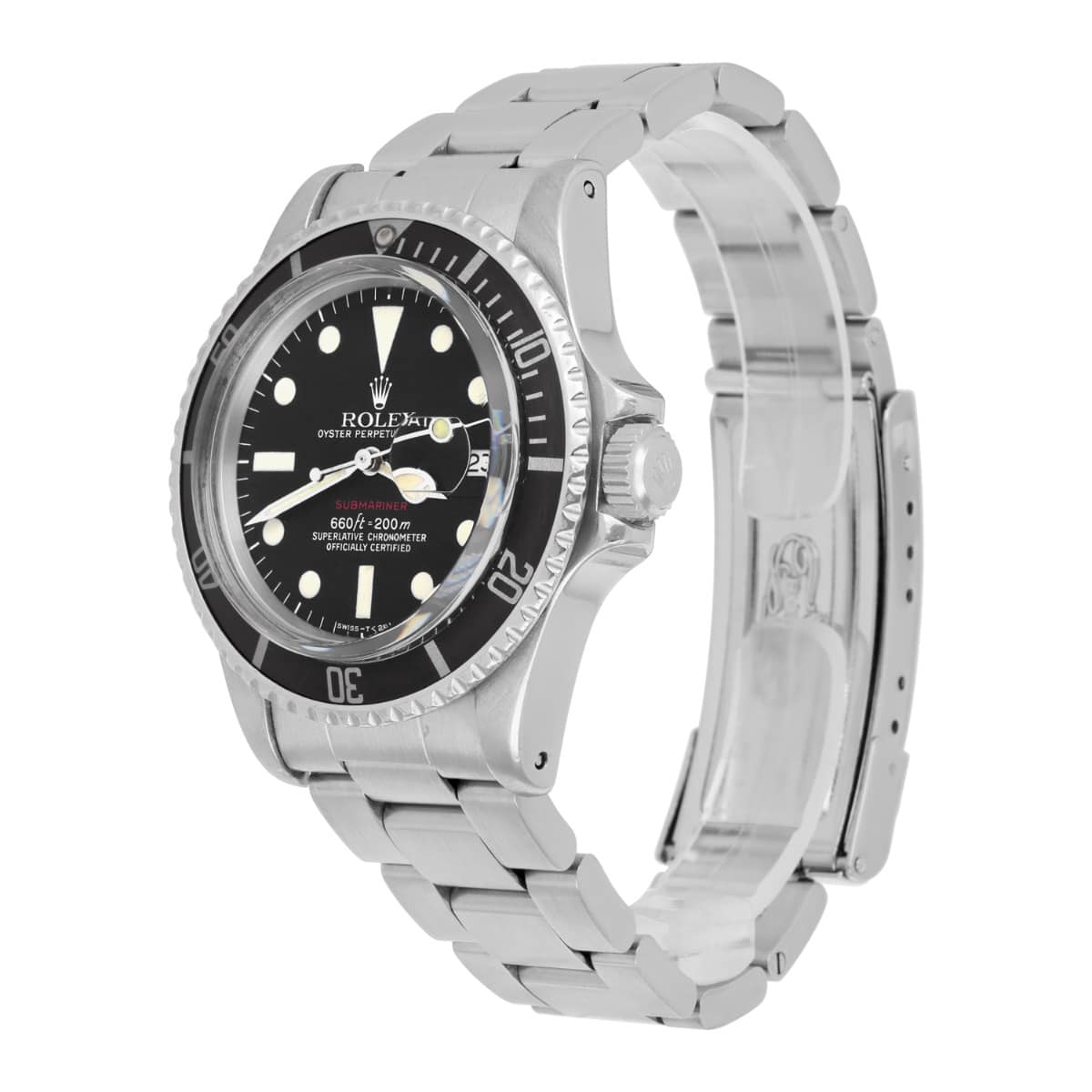 Rolex 40mm 'Red Submariner' 1680 Stainless Steel Black Watch 'Feet First' 1978