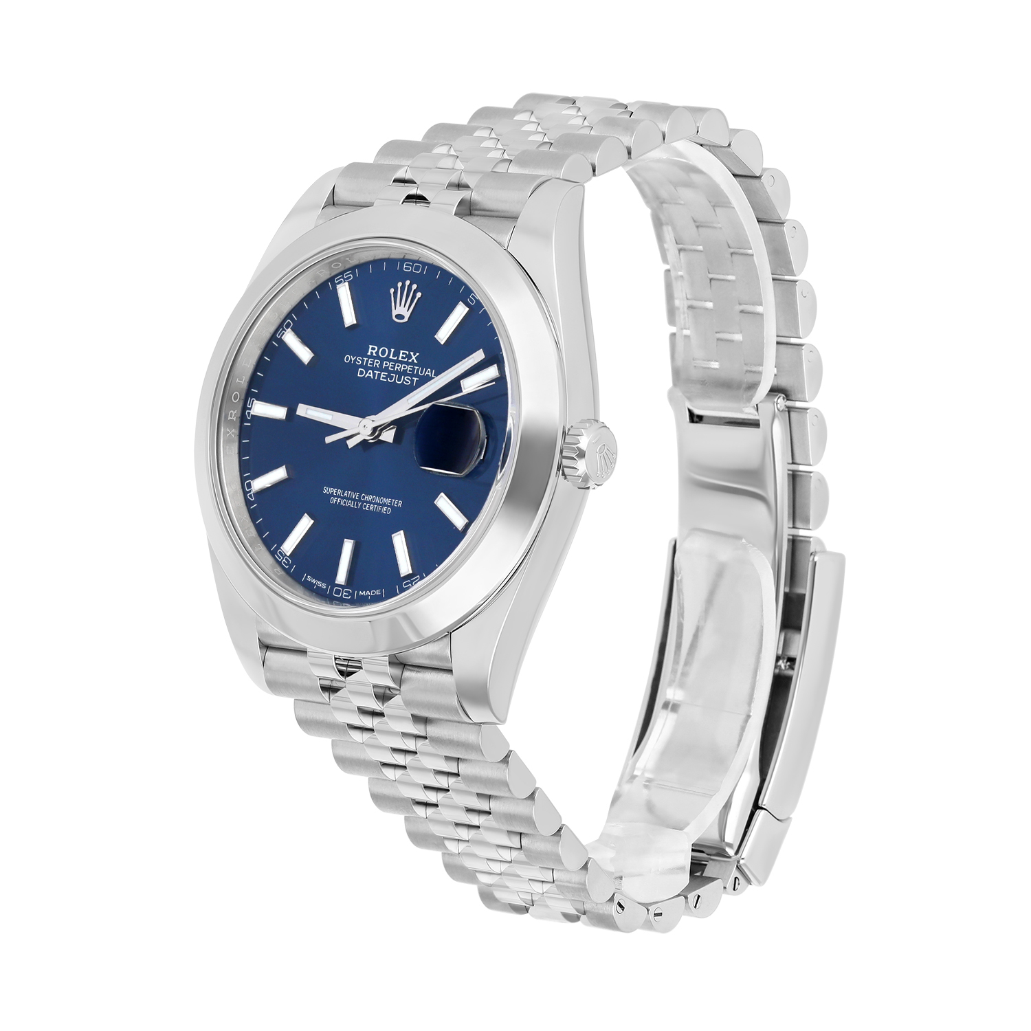 Rolex Datejust 41 126300-0002 Steel Blue Index Dial Mens Watch Jubilee Band