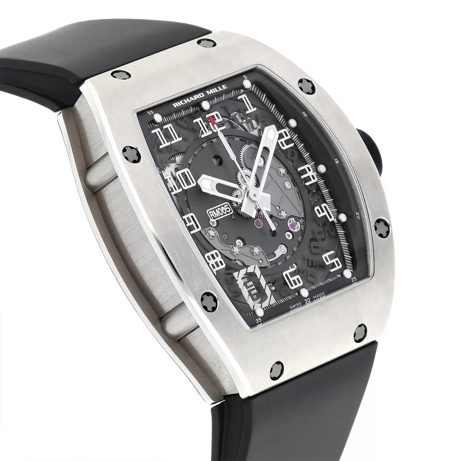 Richard Mille RM 005 Manual Wind White Gold Mens Watch Rubber Band Complete – image 4