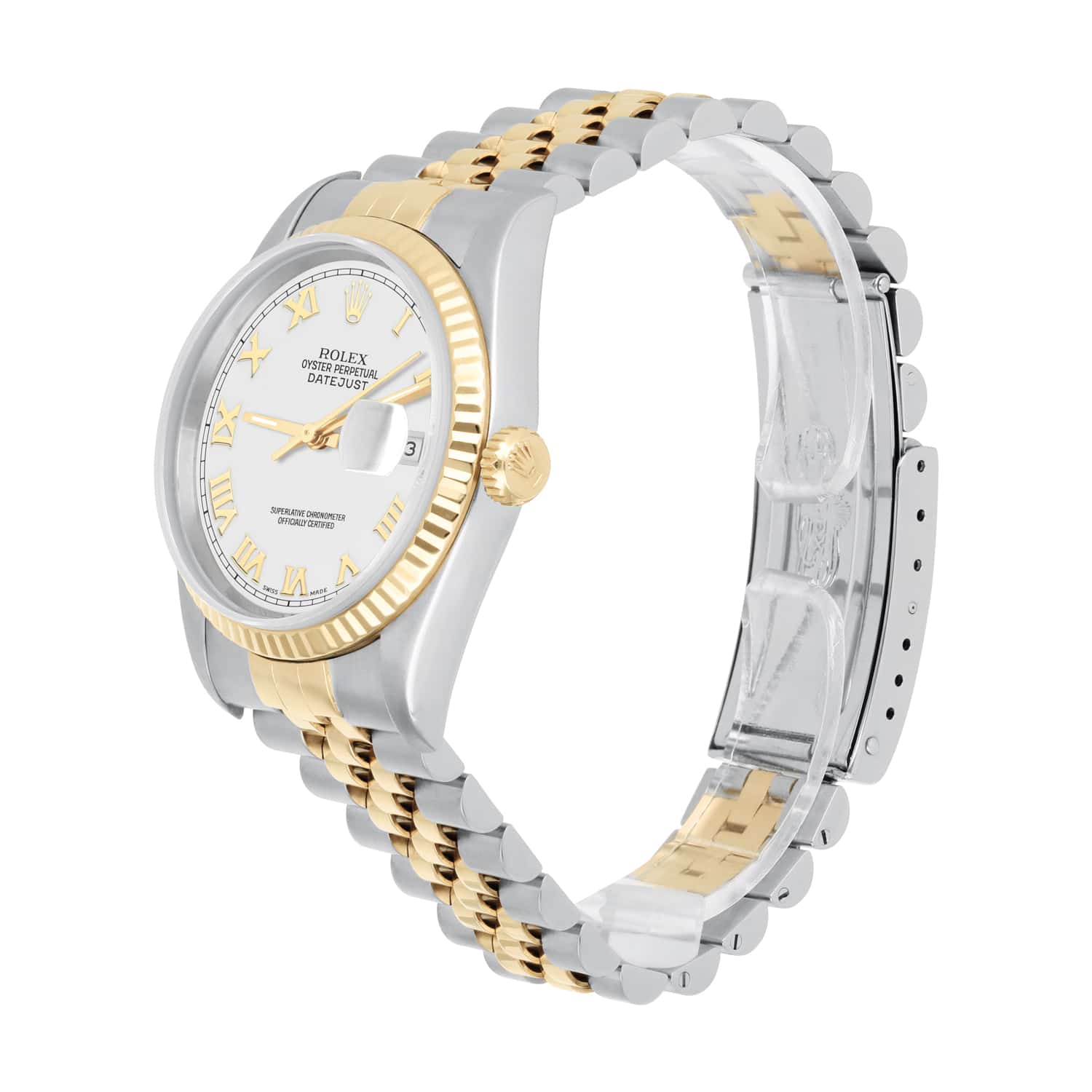 Rolex Datejust 36mm Two Tone White Roman Dial Jubilee 16233 Circa - 1997