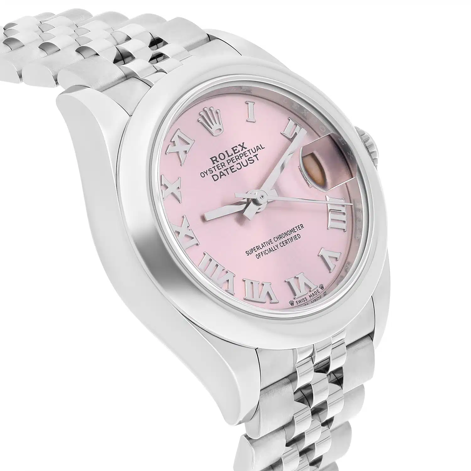 Rolex Datejust 28 Pink Roman Domed Stainless Steel Jubilee 279160 Never Worn – image 4