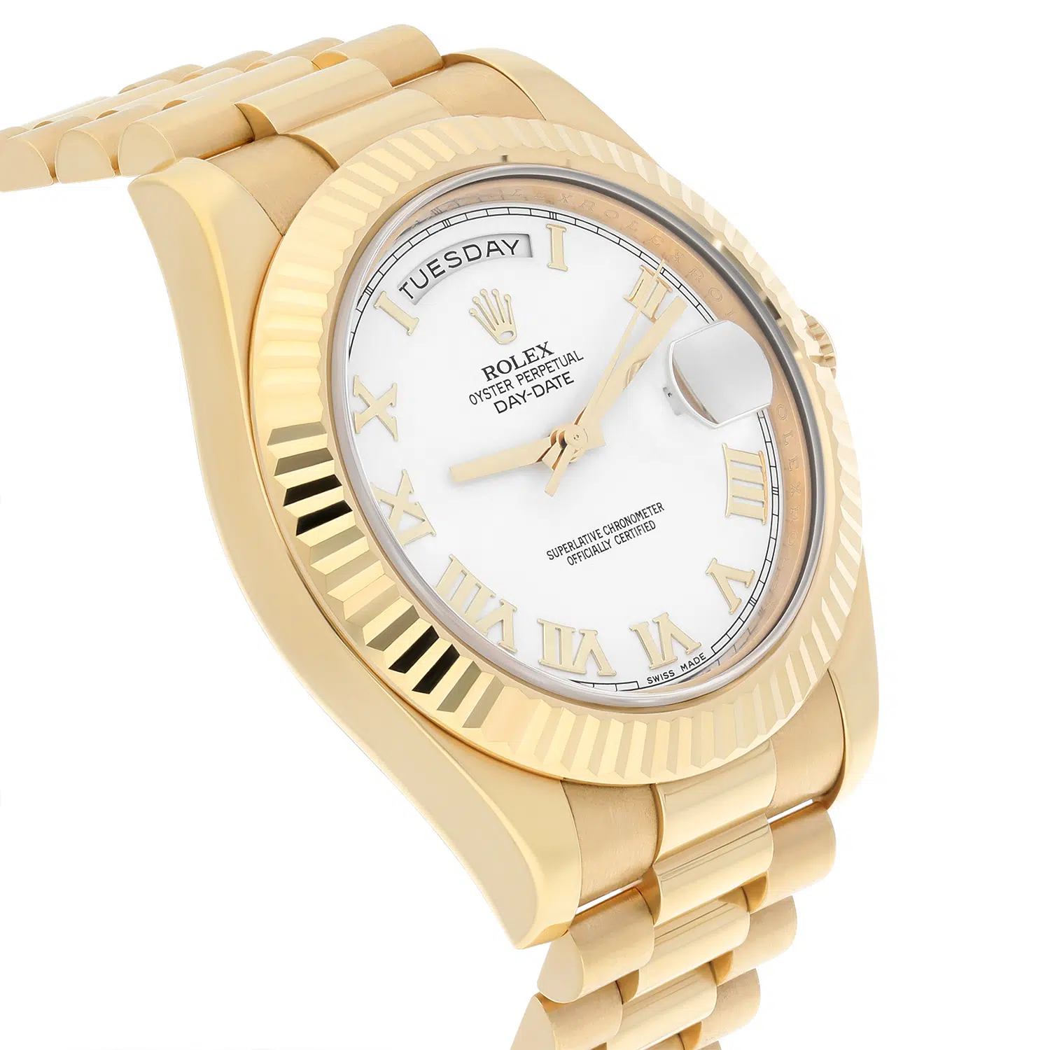 Rolex Day-Date II 218238-0037 Yellow Gold Watch White Roman Dial Complete – image 7