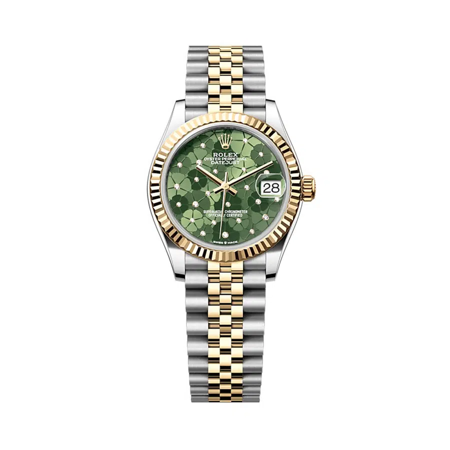 Rolex Datejust 31mm 278273-0032 Steel & Gold Green Flower Diamond Dial Jubilee Watch 2023