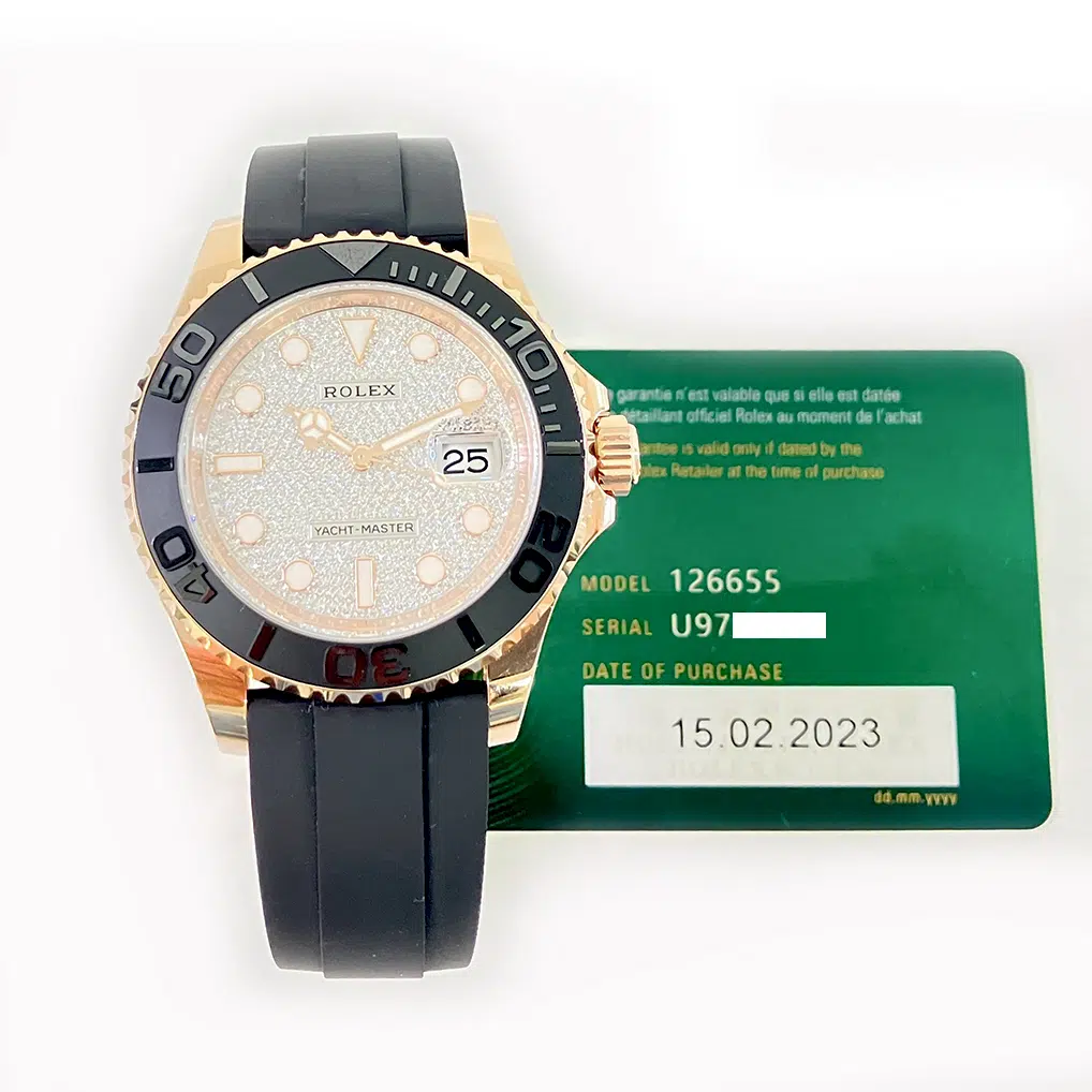 Rolex Yacht-Master 40mm 126655-0005 Rose Gold with Black Rubber Pave Diamond Dial Watch – image 2