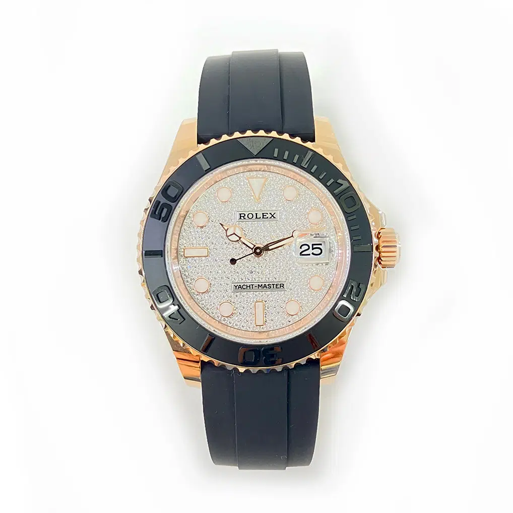 Rolex Yacht-Master 40mm 126655-0005 Rose Gold with Black Rubber Pave Diamond Dial Watch – image 3