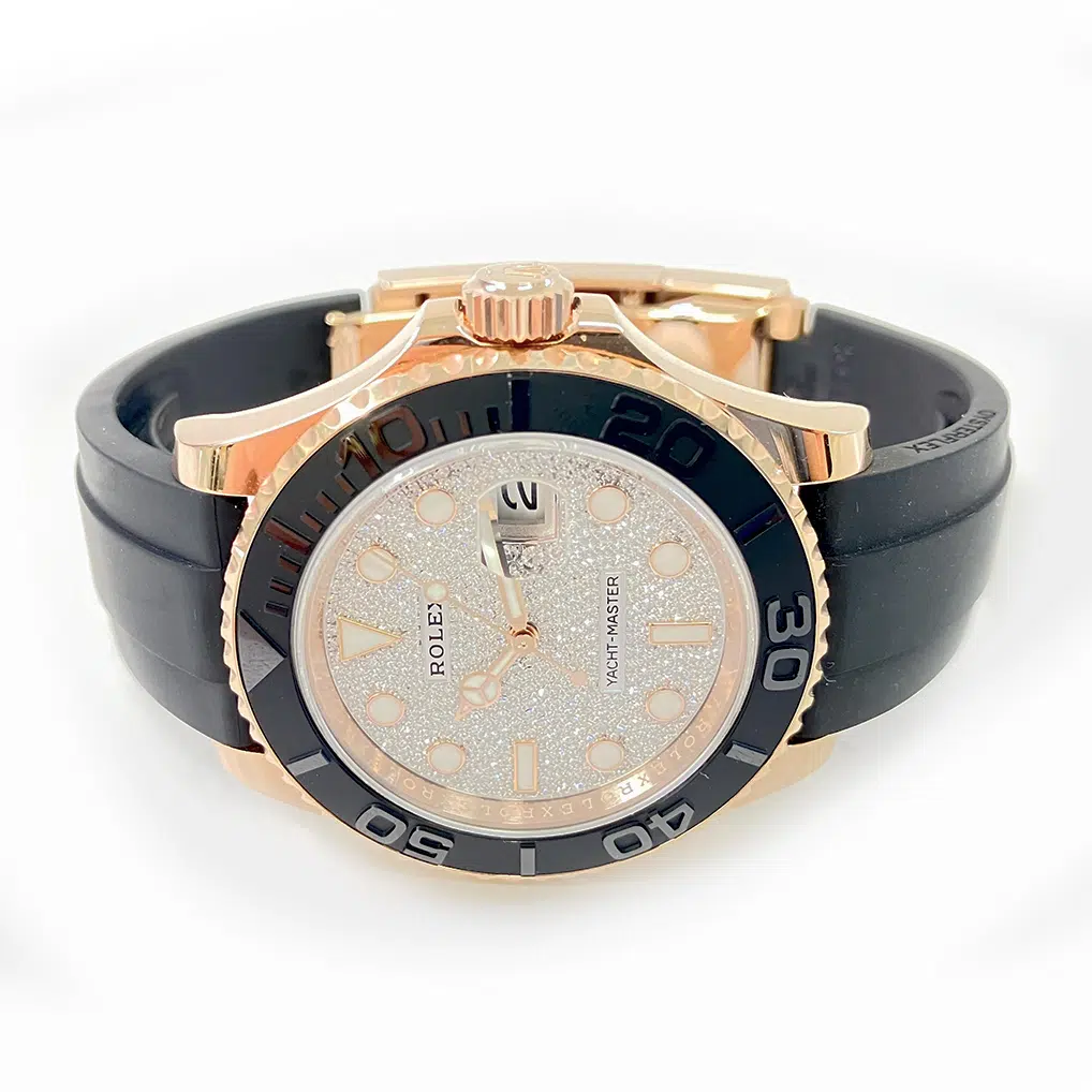 Rolex Yacht-Master 40mm 126655-0005 Rose Gold with Black Rubber Pave Diamond Dial Watch – image 4