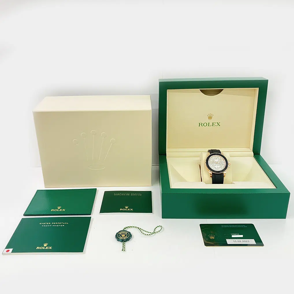 Rolex Yacht-Master 40mm 126655-0005 Rose Gold with Black Rubber Pave Diamond Dial Watch – image 8