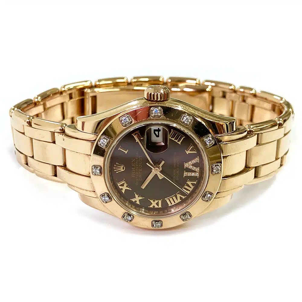 Rolex Pearlmaster 29mm 80315 Rose Gold Watch Chocolate Roman Dial – image 3