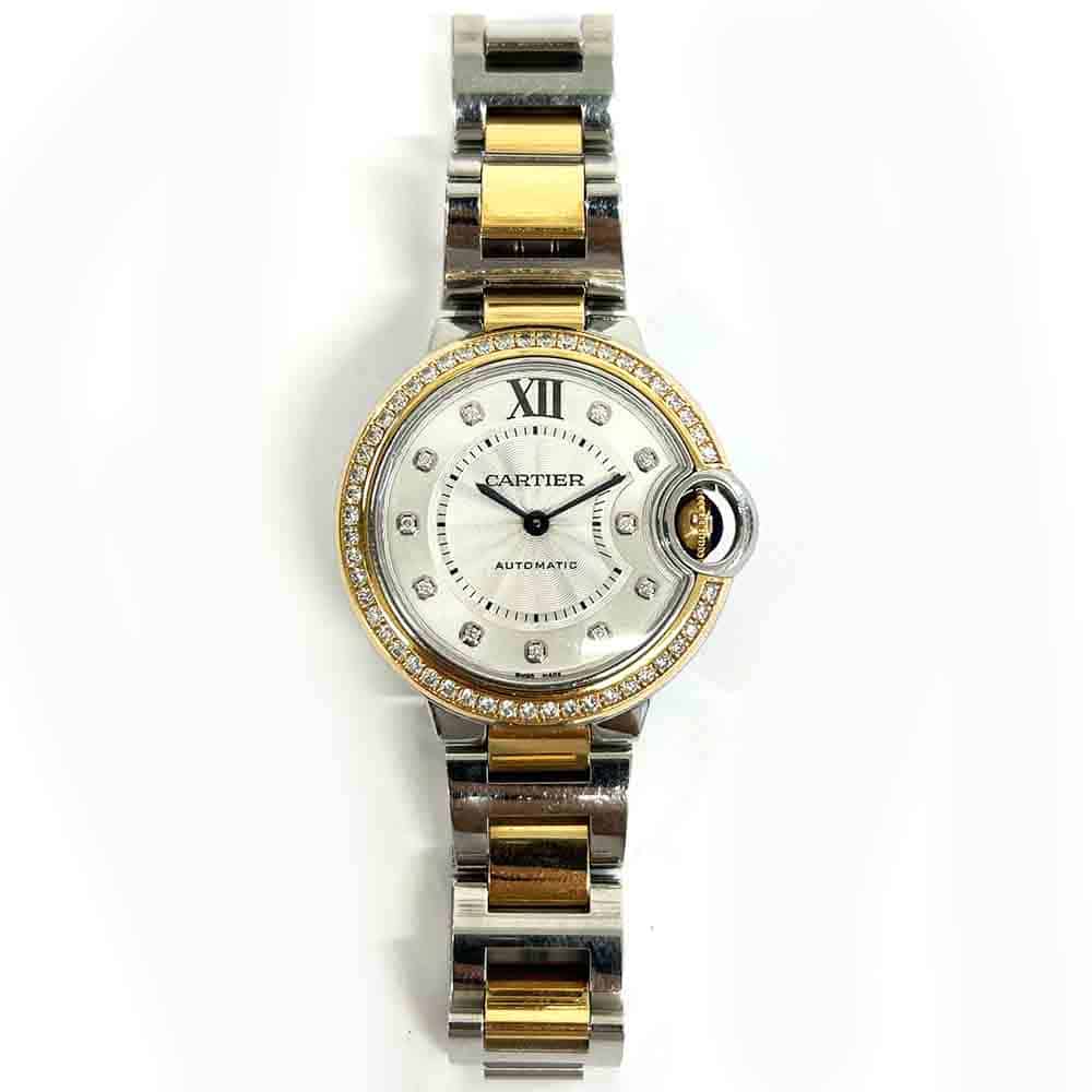 Cartier Ballon Bleu 33mm Diamond Bezel WE902077 with Silver Dial 2015 Watch