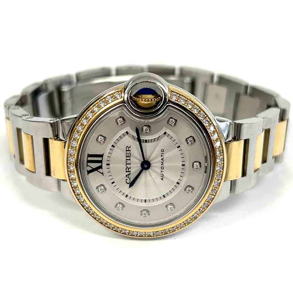 Cartier Ballon Bleu 33mm Diamond Bezel WE902077 with Silver Dial 2015 Watch