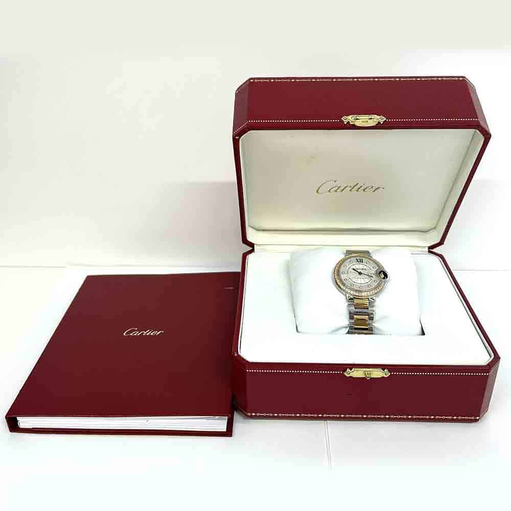 Cartier Ballon Bleu 33mm Diamond Bezel WE902077 with Silver Dial 2015 Watch