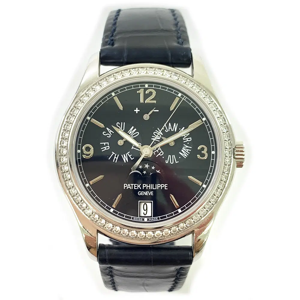 Patek Philippe Complications Ladies Annual Calendar 5147G-001 White Gold Watch with Blue Leather Watch Blue Dial – image 2