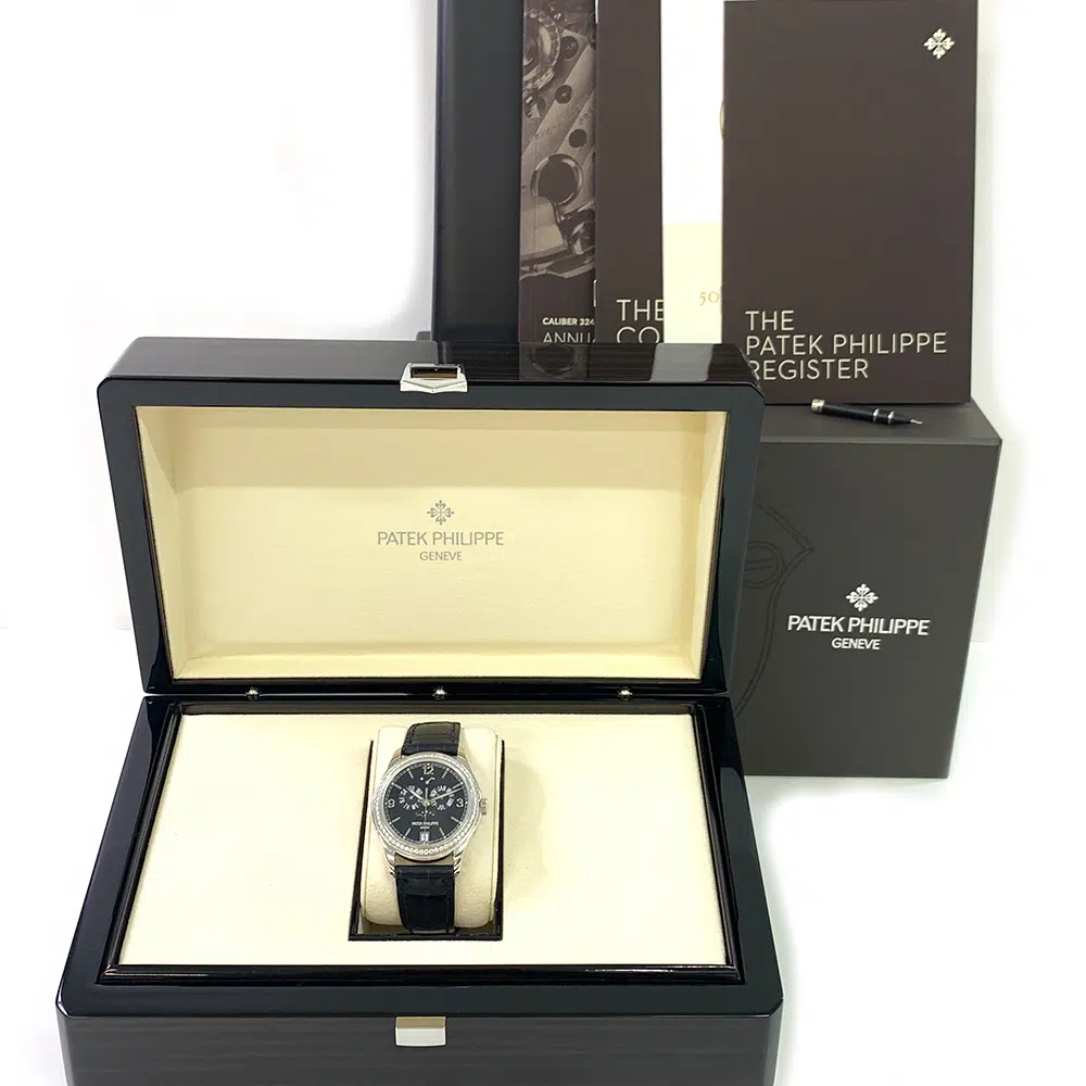 Patek Philippe Complications Ladies Annual Calendar 5147G-001 White Gold Watch with Blue Leather Watch Blue Dial – image 12