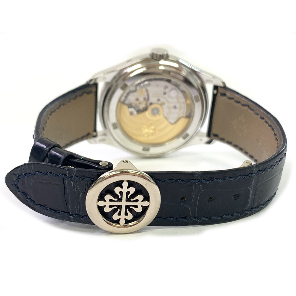 Patek Philippe Complications Ladies Annual Calendar 5147G-001 White Gold Watch with Blue Leather Watch Blue Dial