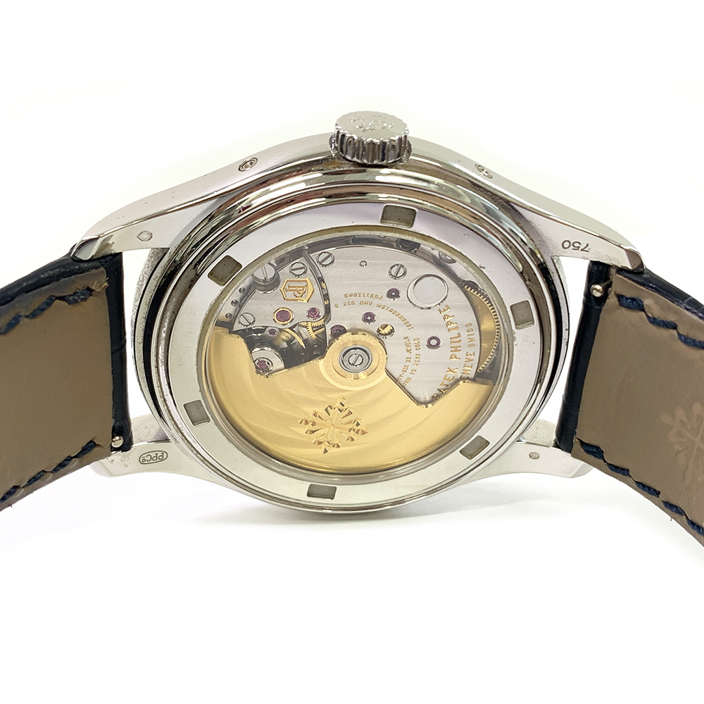 Patek Philippe Complications Ladies Annual Calendar 5147G-001 White Gold Watch with Blue Leather Watch Blue Dial