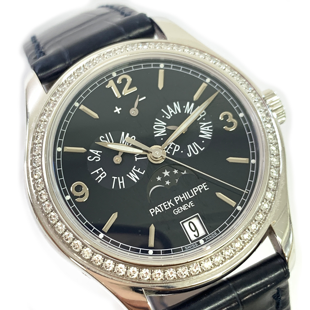 Patek Philippe Complications Ladies Annual Calendar 5147G-001 White Gold Watch with Blue Leather Watch Blue Dial