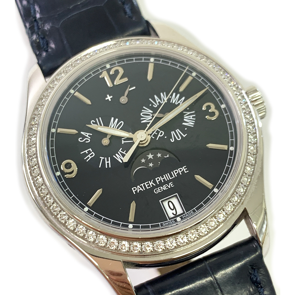 Patek Philippe Complications Ladies Annual Calendar 5147G-001 White Gold Watch with Blue Leather Watch Blue Dial