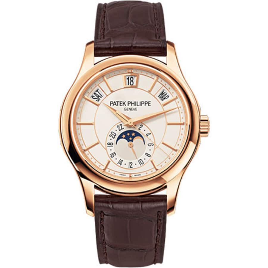 Patek Philippe Complications  Annual Calendar 40mm 5205R-001 Rose Gold With Brown Leather Watch White Dial 2020
