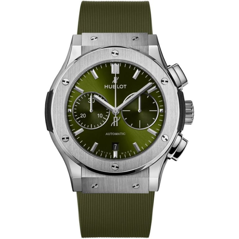 Hublot Classic Fusion 521.NX.8970.RX Titanium Green Dial Rubber Strap Watch 2024