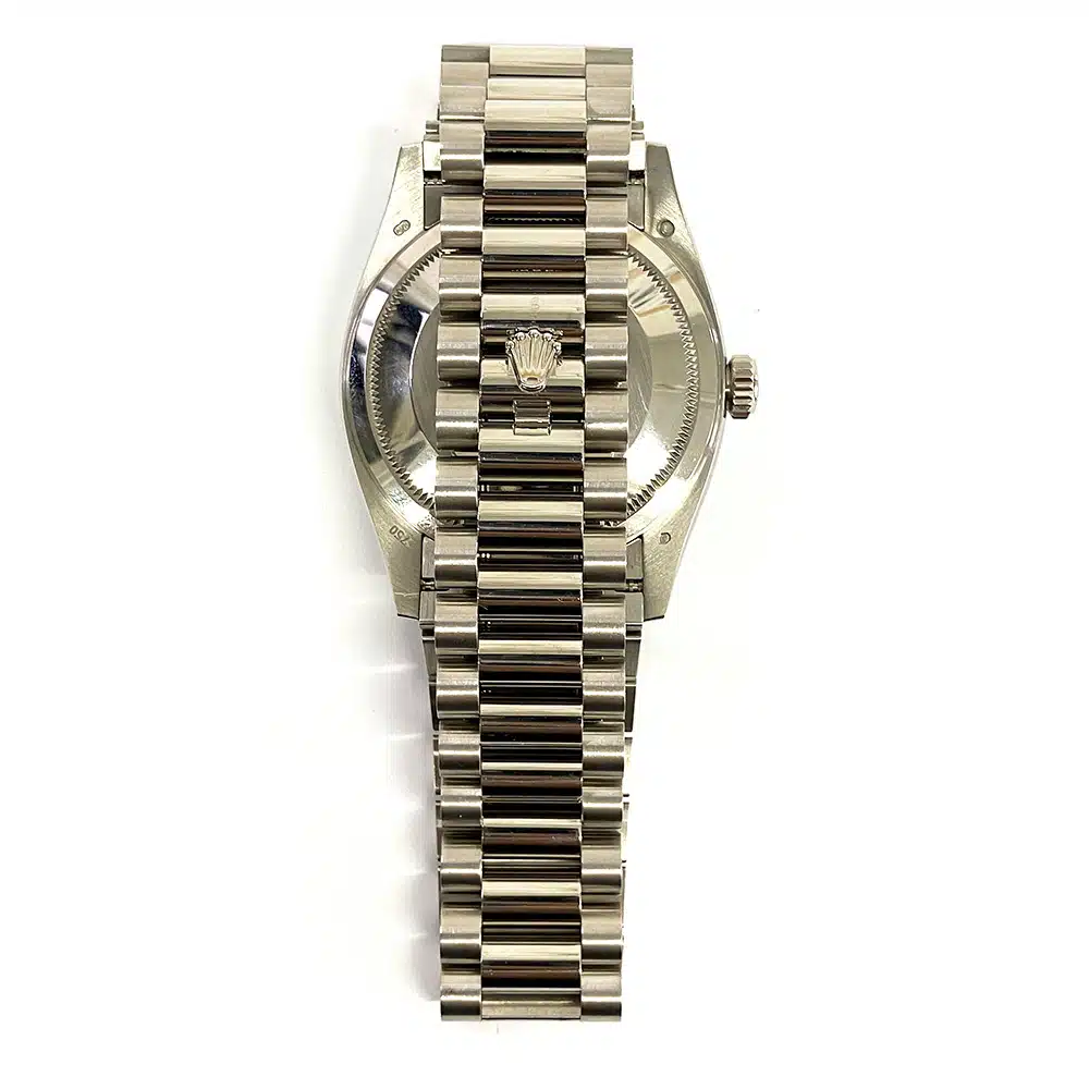 Rolex Day-Date 36 128239-0065 White Gold with White Mother of Pearl Diamond Dial – image 5