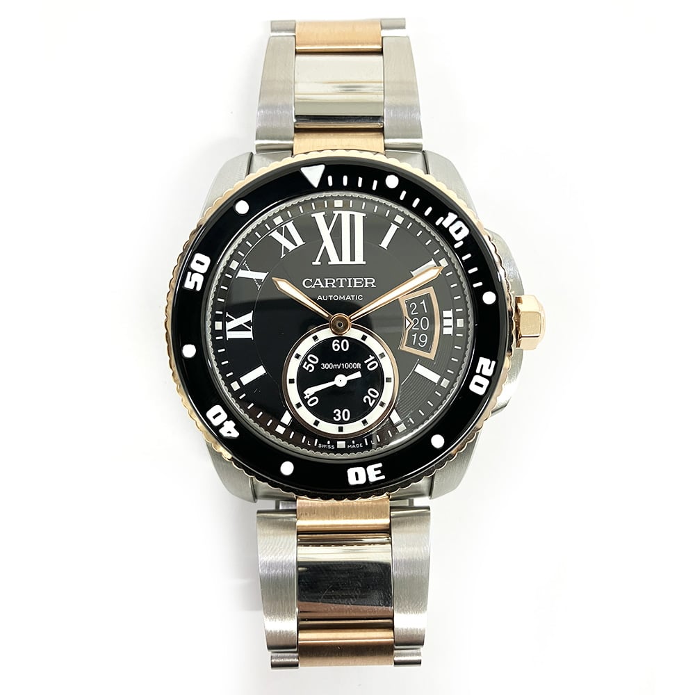 Cartier Calibre De Cartier Diver W700054 42mm 18kt Rose Gold/Stainless Steel with Black Dial Watch 2018