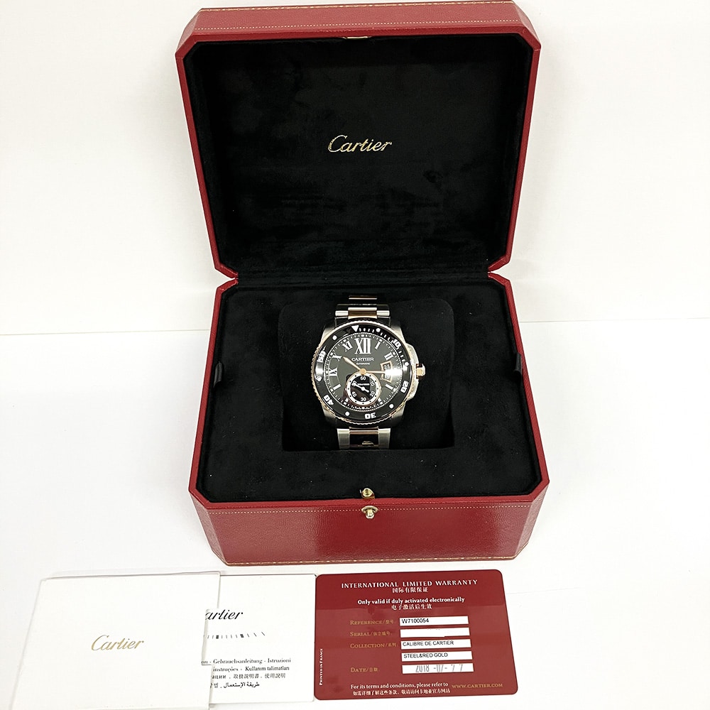 Cartier Calibre De Cartier Diver W700054 42mm 18kt Rose Gold/Stainless Steel with Black Dial Watch 2018