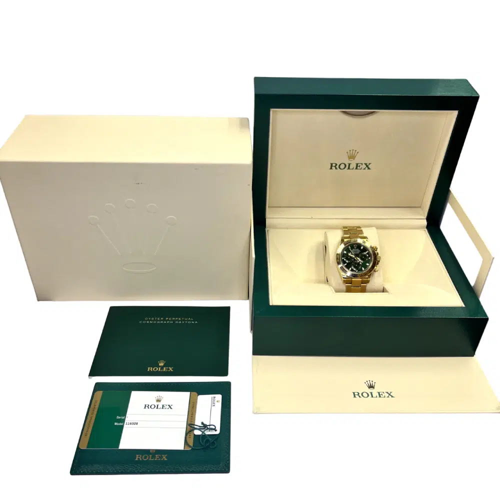 Rolex Cosmograph Daytona 40mm 116508 Yellow Gold Watch Green Dial – image 7