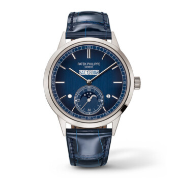 Patek Philippe 5236P-001 in-line perpetual calendar platinum watch, blue dial
