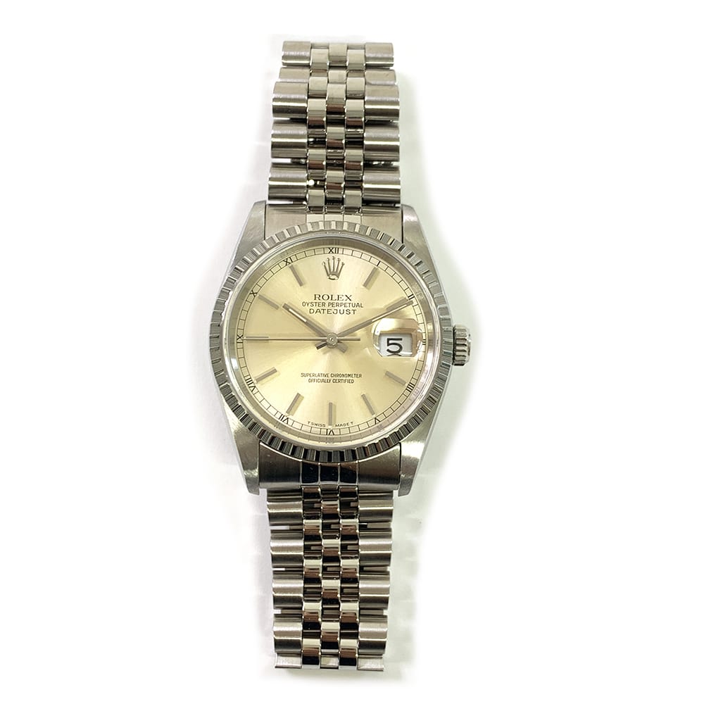 Rolex Datejust 36mm 16220 Jubilee Stainless Steel Watch Silver Index Dial 1996